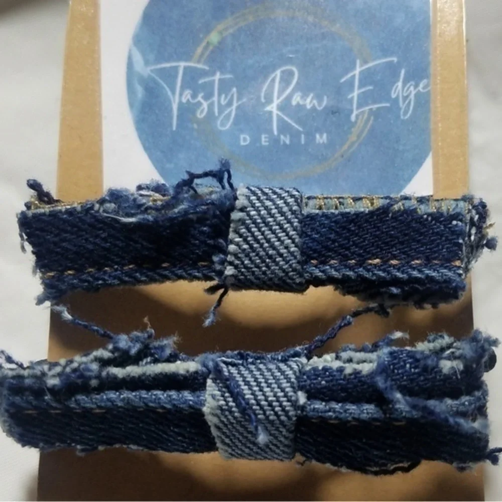 Tasty Raw Edge Denim Straight Up Ponytails